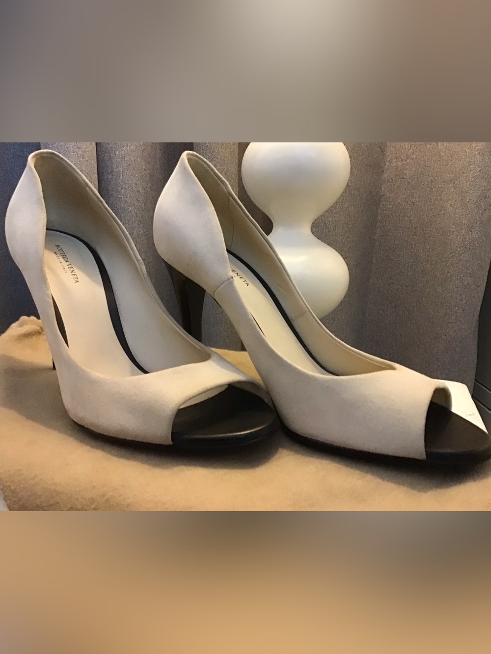 Bottega Veneta Cream Peep-Toe High Heels